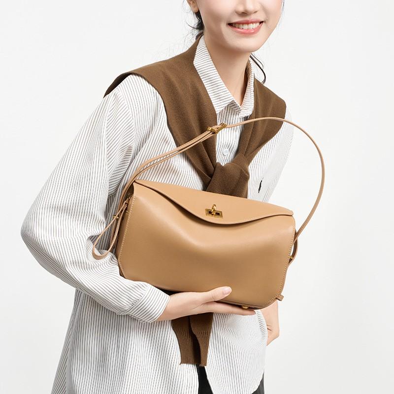 Boston Pillow Bag Armband Premium Feel Handheld Shoulder Genuine Leather Commuter Versatile Large Capacity Crossbody