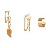 7pcs Ear Cuffs Earrings Women Girls Alloy Stylish Leaf Star Shaped Pendant Clip On Earrings Jewelry Set