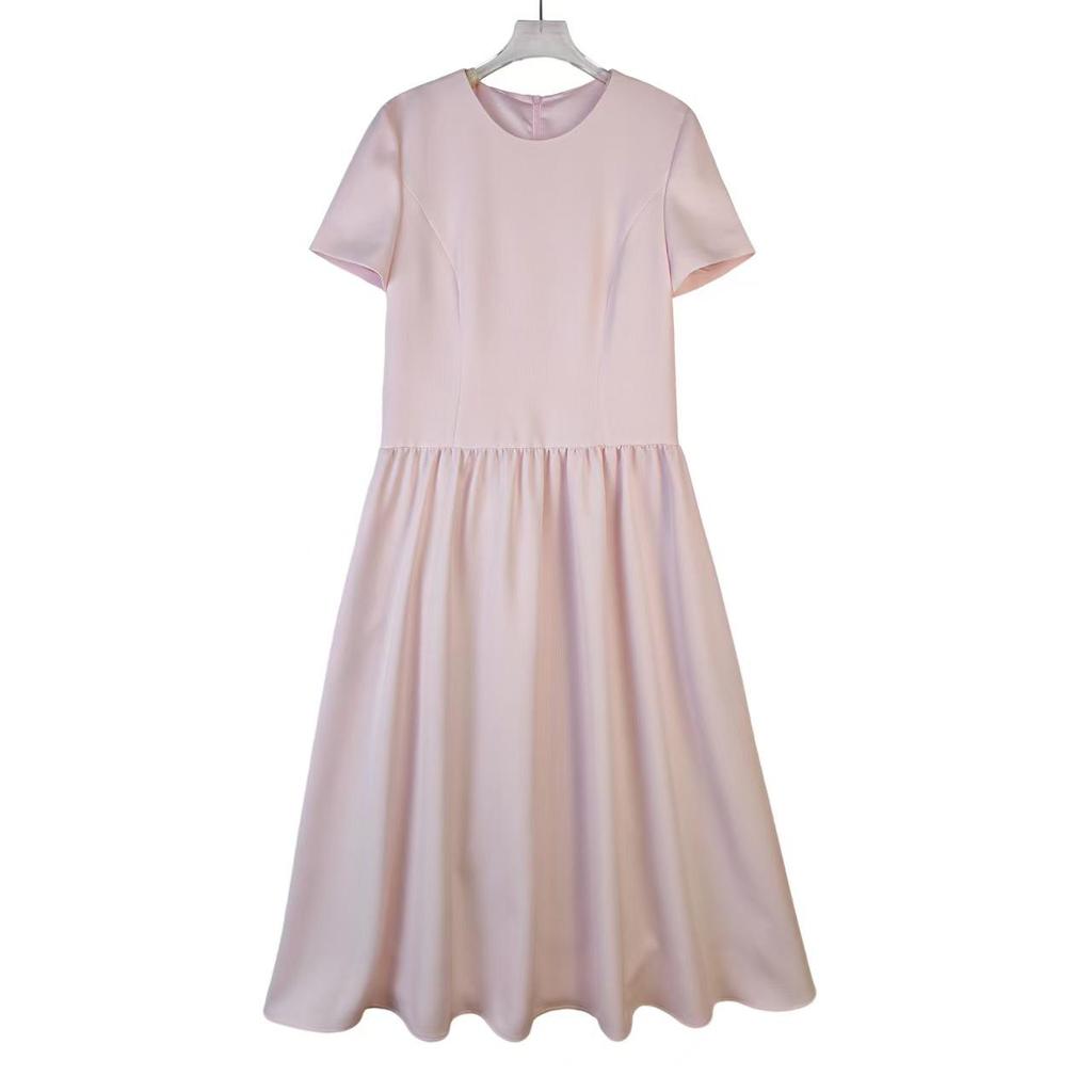 Women's Stylish Waist-Cinched Mid-Length Round Neck Dress