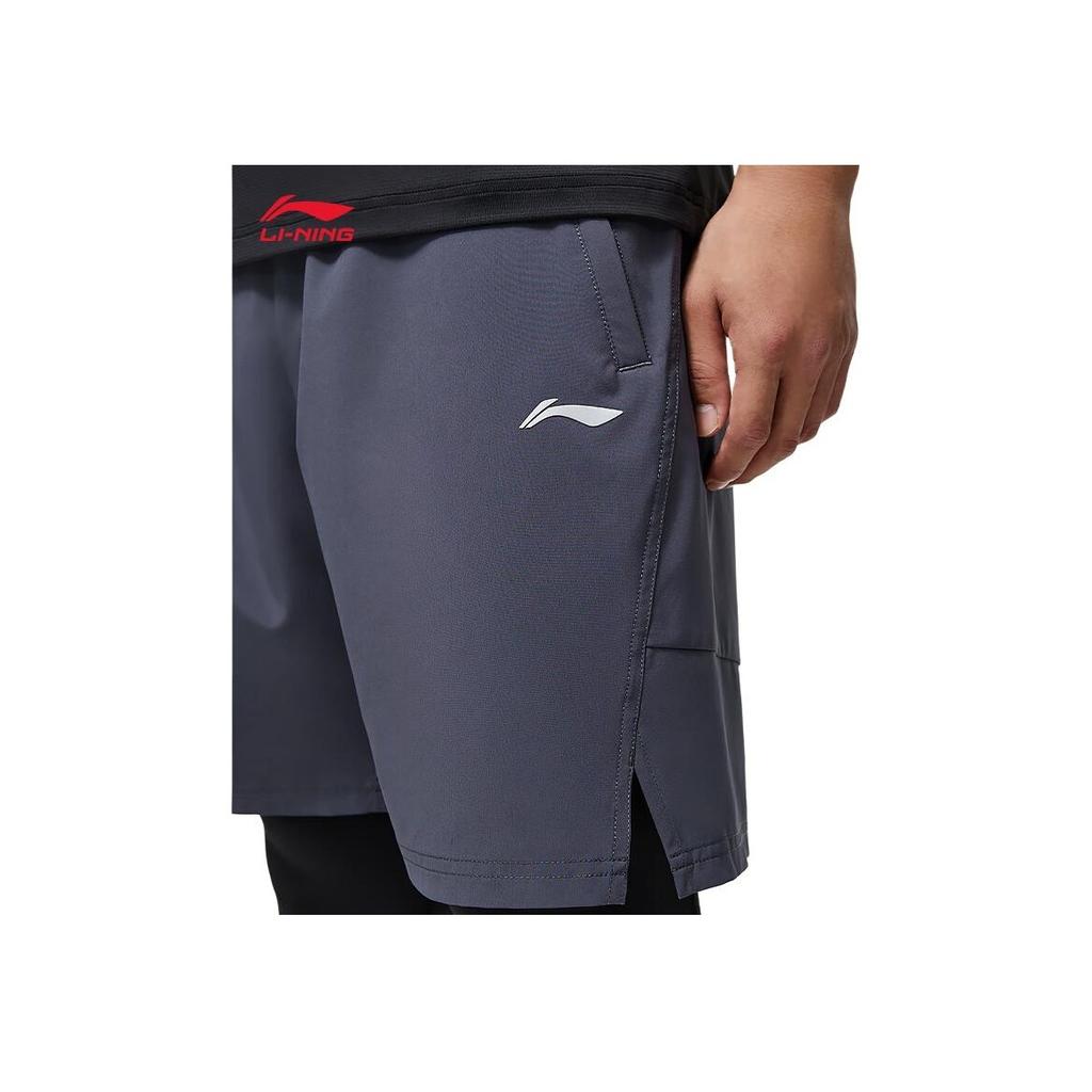 Li Ning Fitness Series Logo Fast Dry Sports Shorts Men Shorts Cold-Sand-Black AKST449-4