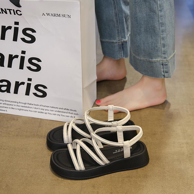 

Platform sandals women s new summer outer wear with skirts, fashionable and advanced sense, versatile and not tired shoes 36 бежевый