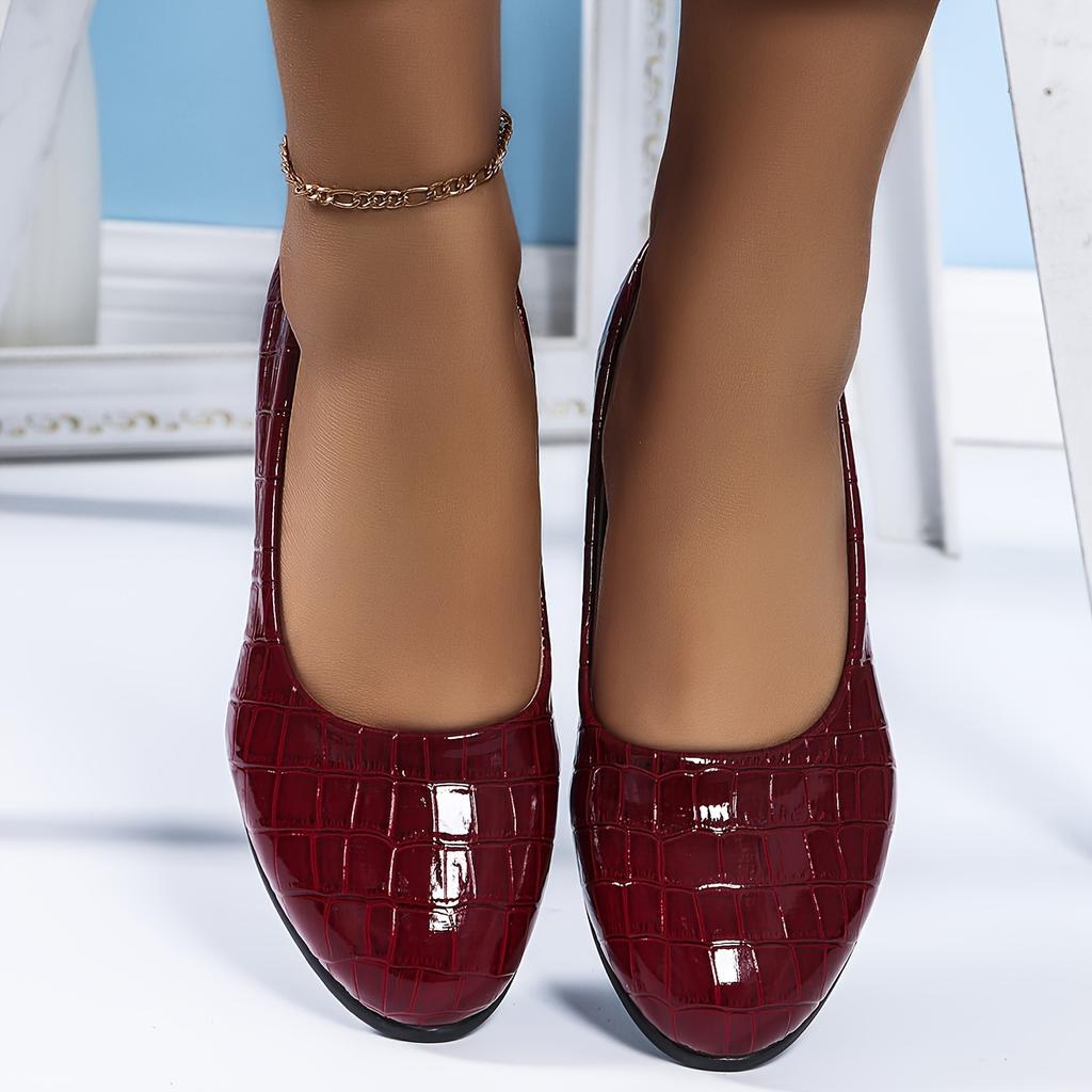 Comfortable Women's Crocodile Pattern Wedge Heeled Shoes, Casual Slip On Platform Shoes for Easy Wear