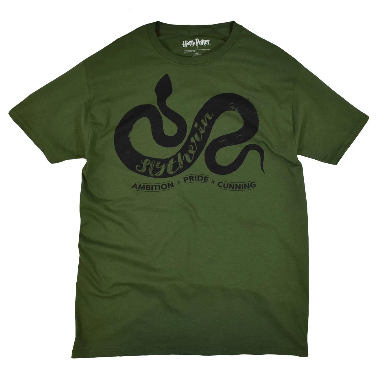 

Harry Potter Men s T-Shirt House of Slytherin Ambition Pride Cunning Graphic Tee L