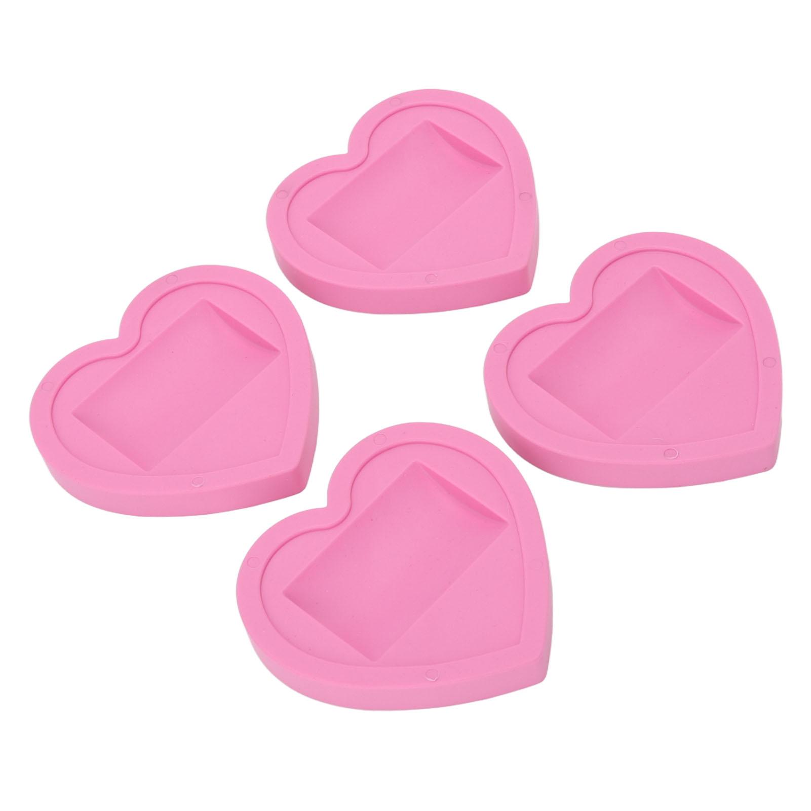 

4Pcs Caster Cups Universal Pink Heart Pattern Rubber Low Noise Protective Furniture Pads