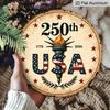 2D Flat, 1pc Round Aluminum Hanging Sign - USA 250th Anniversary 1776-2026 Vintage Metal Wall Art, Patriotic Liberty Torch & American Flag Design