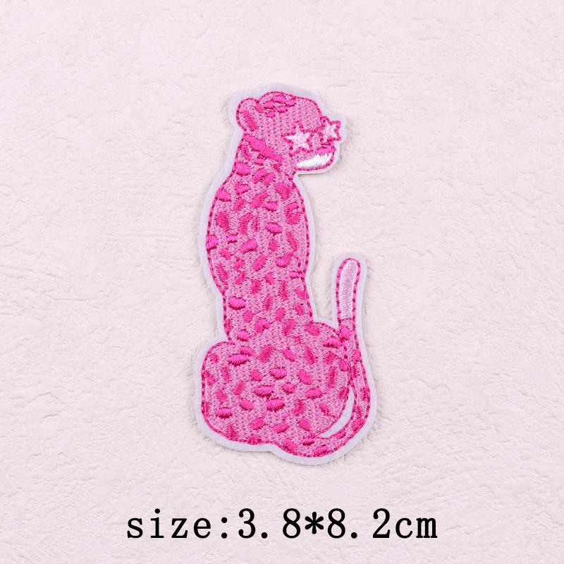 Pink Cartoon Embroidery Patch Iron On Patches For Clothing Flower Letters Patches On Clothes Sewing Fusible Patch Applique Decor