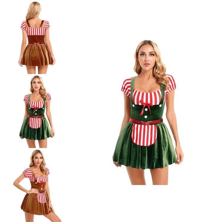 Christmas Party Dress For Women With Polyester Spandex Vibrant Contrasting Colors Holiday Stage Costume For Events