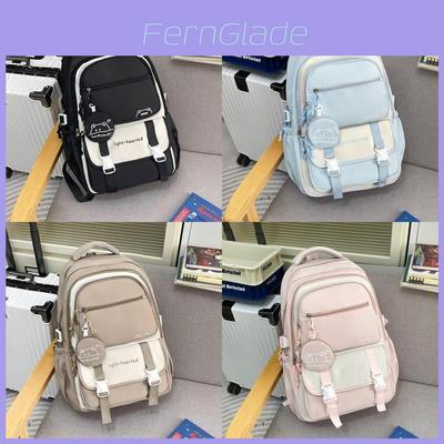 Youthful Candy Color Backpack With Fabric For School And Travel Use