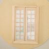 1:12 Scale Dollhouse Miniature Wooden Door Window Kit - Simple 28-Grid White Natural Wood Double DIY Scene