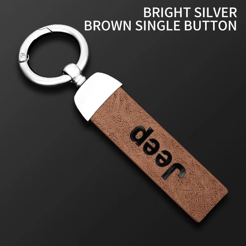 Für Jeep Hochwertiger Leder Schlüsselanhänger Mit Auto Logo Schlüsselanhänger Zubehör Für Jeep Grand Cherokee Wrangler JK Gladiator Compass