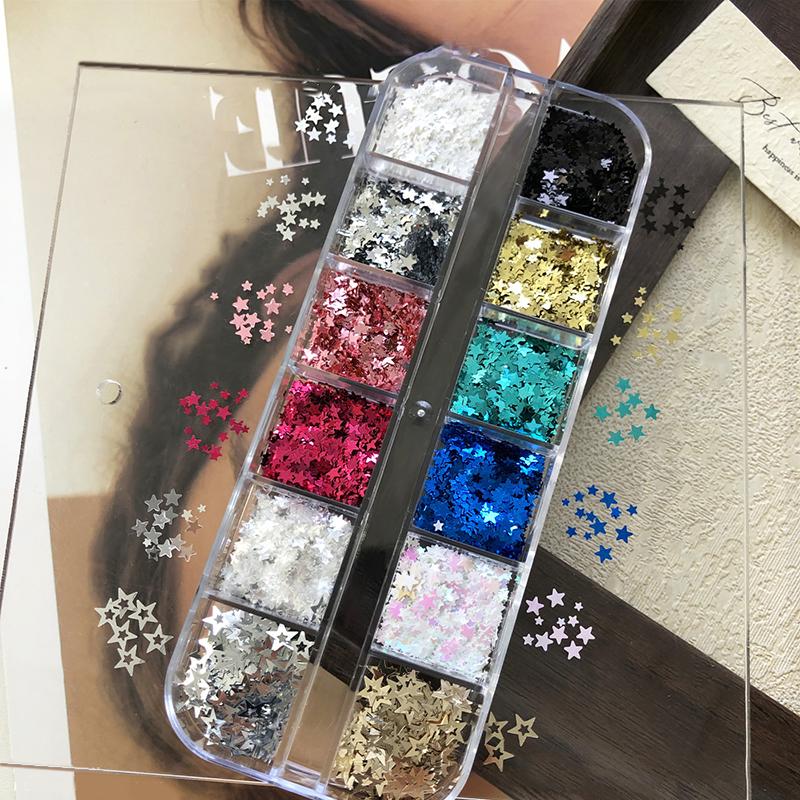 Estrela Lantejoula Mista Estrela de Cinco Pontas Ponto de Onda Colorido Laser Glitter para Unhas Arte de Unhas Charme Decoração Manicure DIY Acessórios