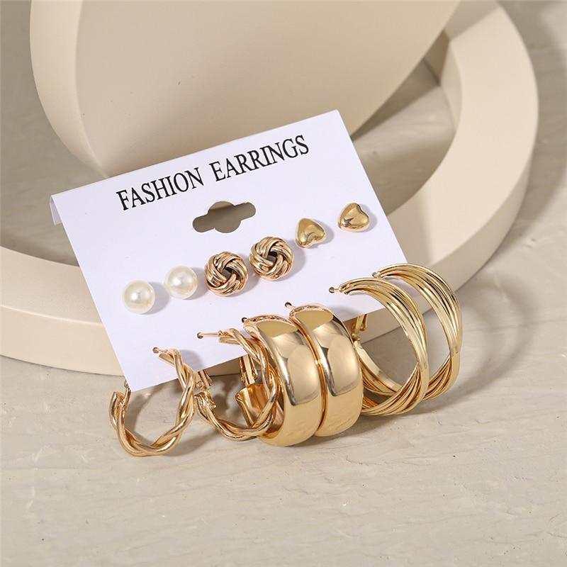 IF ME Trendy Geometirc Gold Round Hoop Earrings Set For Women Big Leopard Resin Hoop Earrings Accessories Jewelry Party