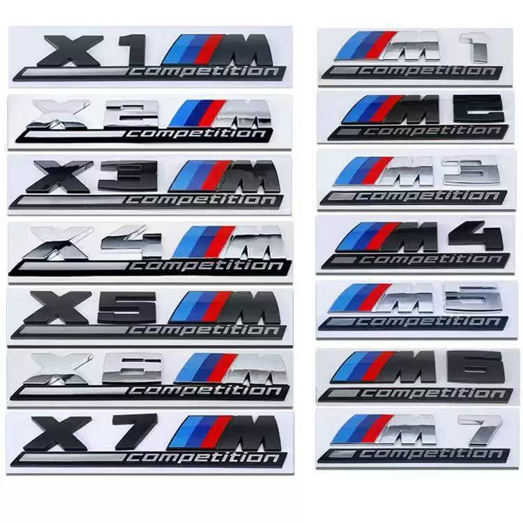 JYPK6 Gloss Black Silver Competition Underline Badge Car Sticker, Rear Trunk Emblem Fit for BMW Competition M1 M2 M3 M4 M5 M6 M7 M8 X3