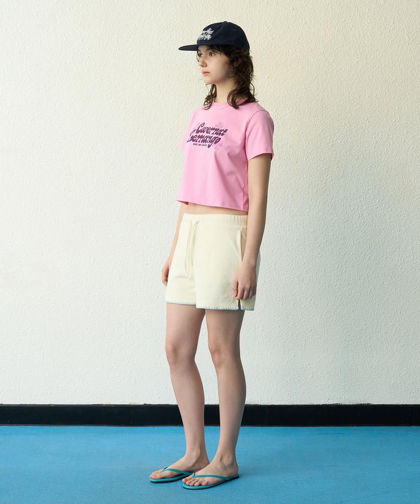 COVERNAT WOMAN [Covernat X Lemango] Women'S Graphic Crop T-Shirt Pink