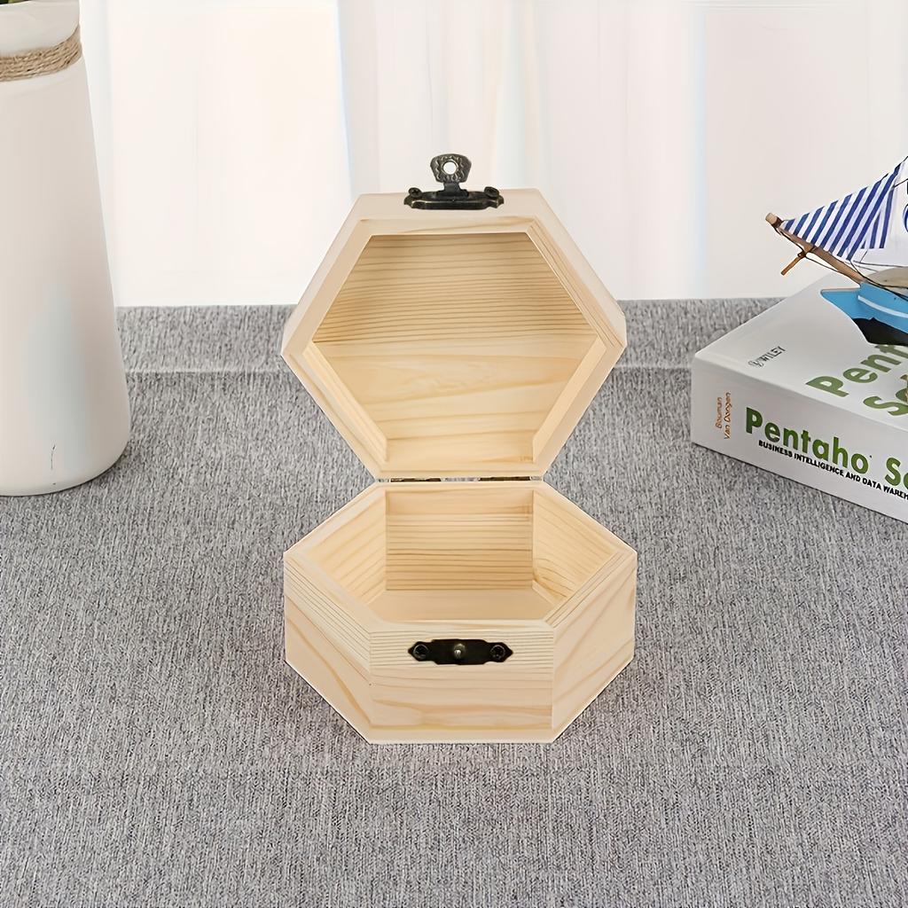 Wooden Hexagonal Jewelry Storage Box, Desktop Organizer for Rings, Necklaces & Small Accessories, Portable Design