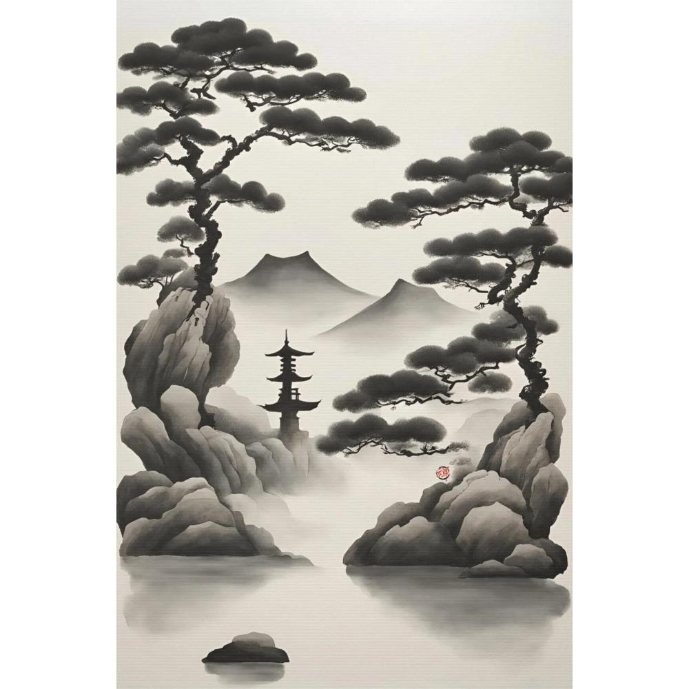 Pósteres Minimalistas Zen Japandi Impresiones de Arte Japonés con Tinta sobre Papel Pintura en Lienzo Imágenes de Arte de Pared Decoración Moderna de Moda para el Hogar