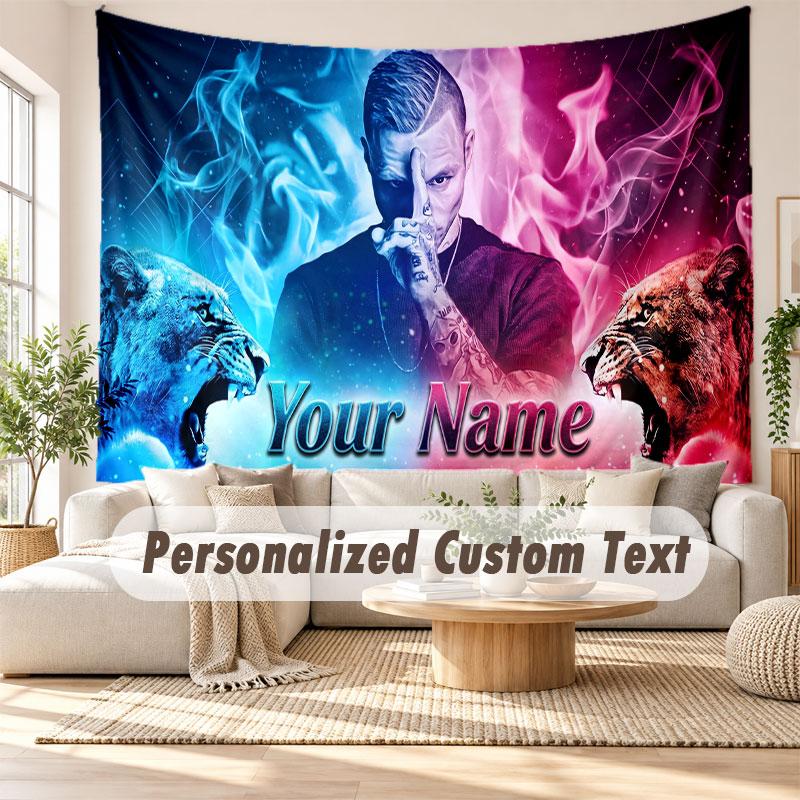 Custom Name Wall Hanging Tapestry,Kontra K Decorative Backdrop Tapestry For Dorm Home