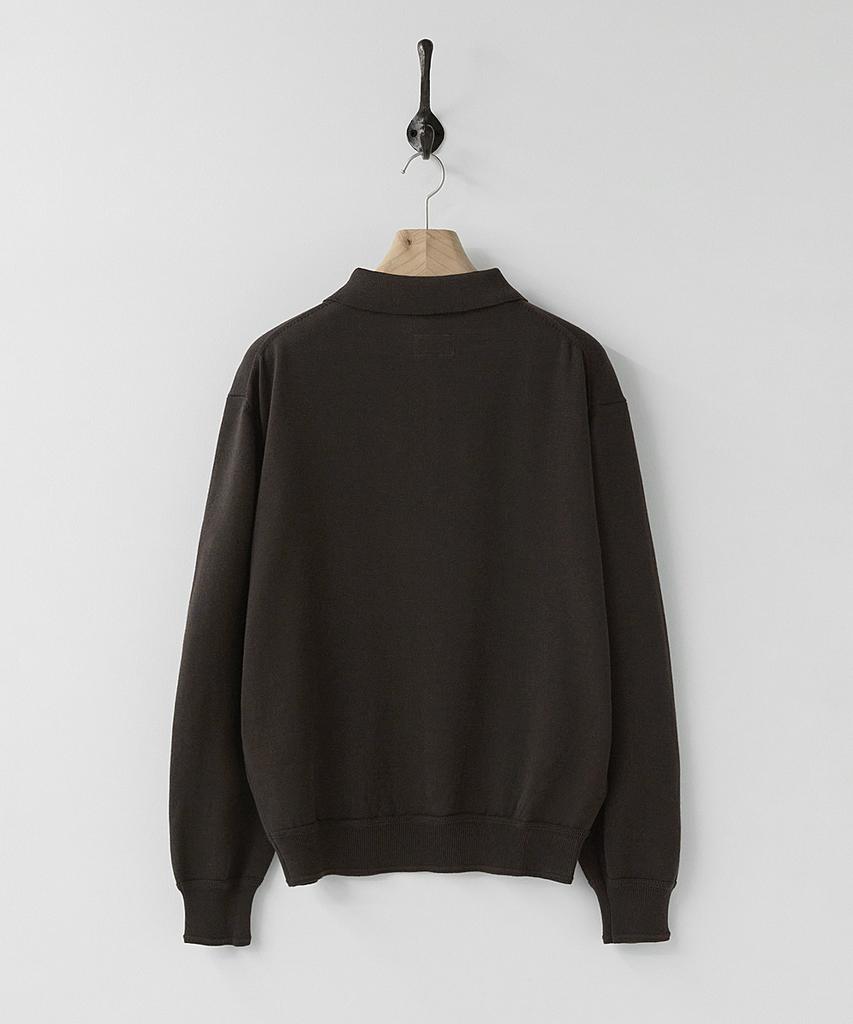 Leopeusaideu Plain Collar Knit Dark Brown