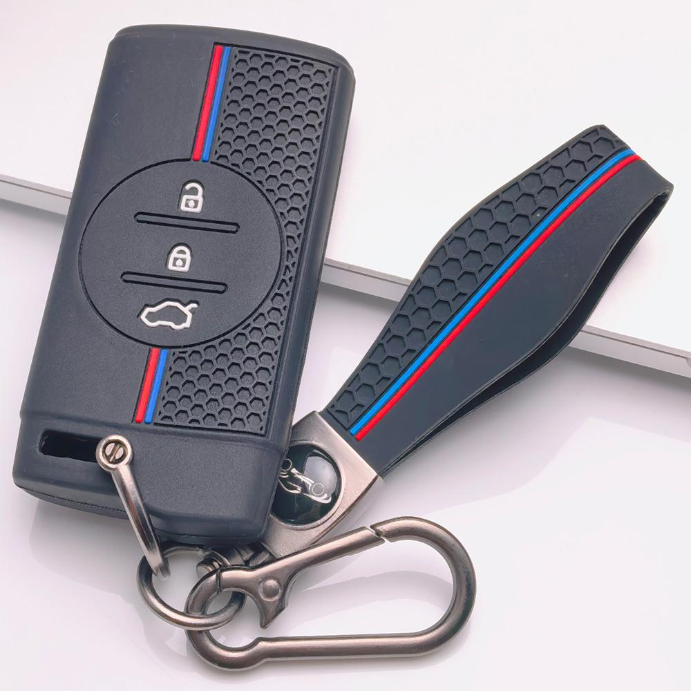 Honeycomb Car Key Cover for Chery Tiggo 2 Tiggo 3X Tiggo 4 Tiggo 5X Tiggo 7 Pro Tiggo with Keychain Honeycomb Texture Racing Stripe Key Fob Protector