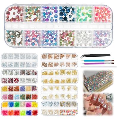 Resin Jelly Rhinestone Colorful DIY Resin Rhinestone Kits Multi-color Flatback Gem with Pliers for DIY Nail Art Phone Case Decor