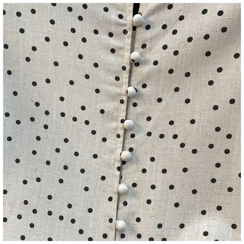 Abito da Donna in Cotone e Lino a Pois Girocollo Senza Maniche Temperamento Gonna Lunga per Pendolari Casual