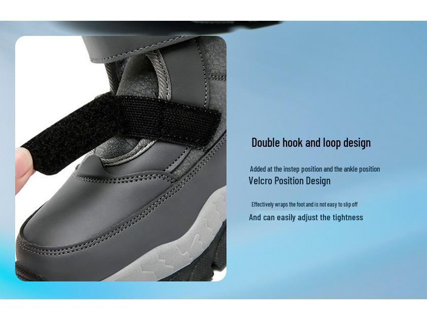 Stylish Waterproof Winter Leather Sports Shoes for Kids - Warm, Non-Slip, Thickened Cotton, Unisex Design.