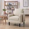 Accent Chair, Removable Pillow Linen Armchair with Comfy Spring Cushion for Living Room, Bedroom, Study, Cream