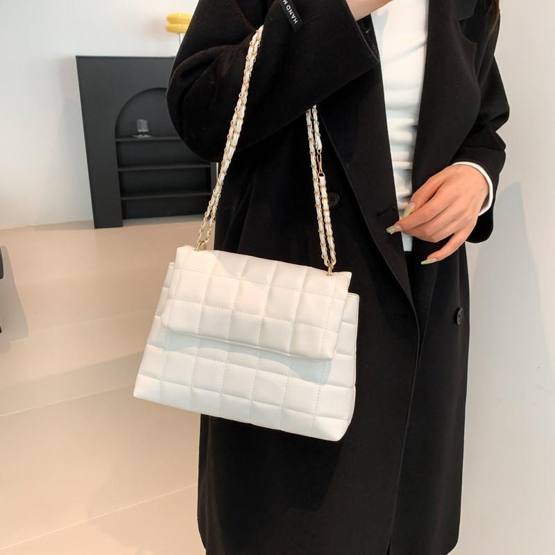 Elegant Pu Quilted Crossbody Bag For Women Stylish Chain Shoulder Bag Trendy