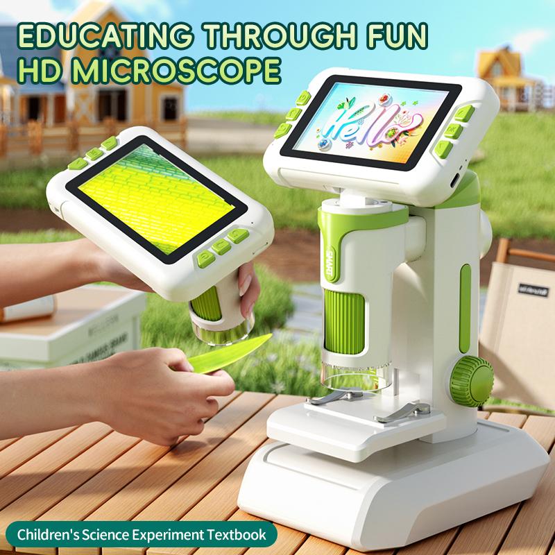 P01 Multifunktionelles HD-Mikroskop Kinder Wissenschaftsexperiment Lehrbuch Lupe Teleskop Handheld Digitales Bildungsspielzeug Geschenk