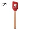 Practical Christmas Gifts for Bakers Silicone Spatula with Wooden Handle, Tree/Snowman/Santa Claus/Elk Pattern Hanging Hole Decor, Heat Resistant