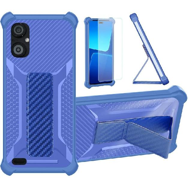 NUU Mobile A23+ Plus Case Compatible for Nuu A23 Plus Phone Case S6304l Cover [with Tempered Glass Screen Protector] Hybrid Case [Folding Support