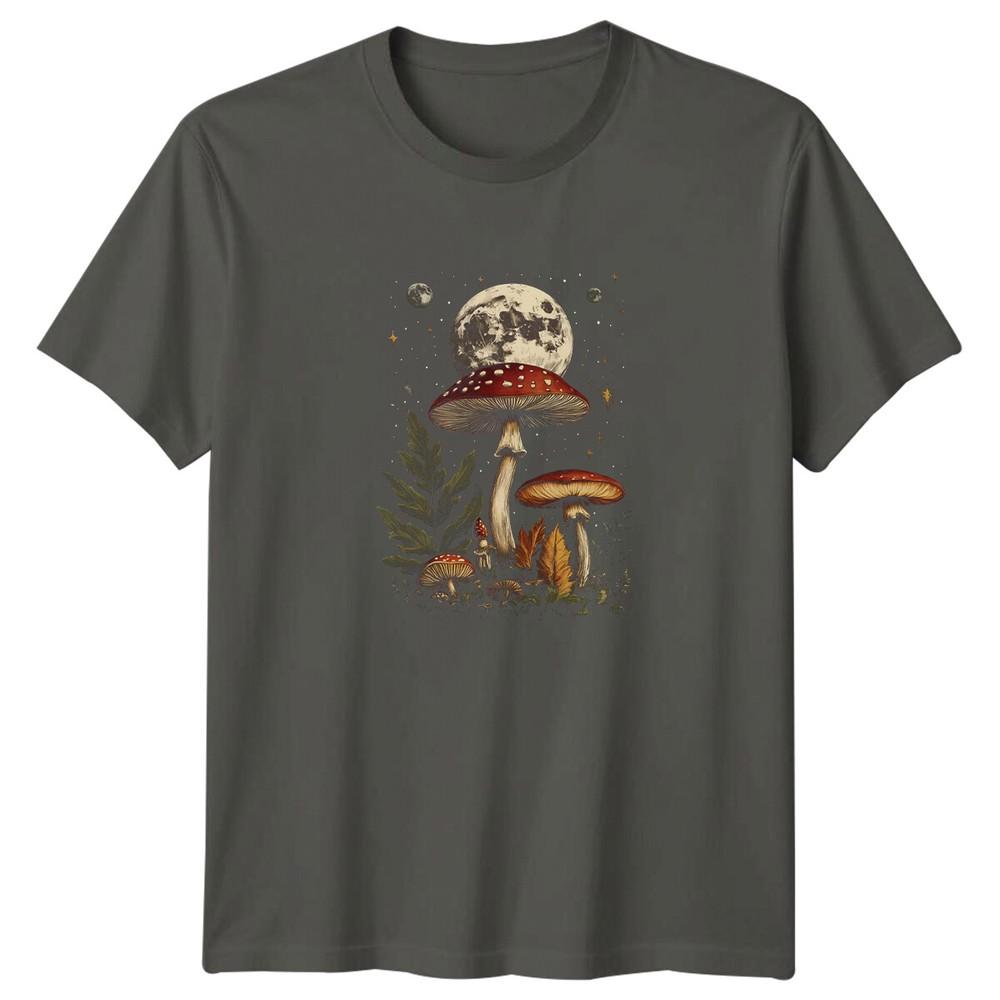 Mushroom Moon Nature TShirt Celestial Fungi Graphic Tee S