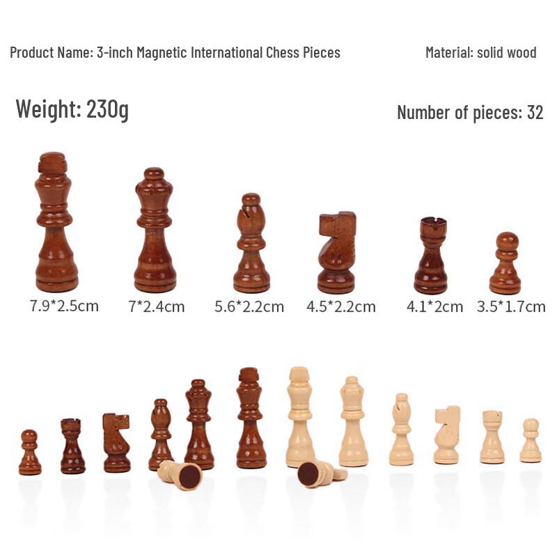 Magnetic Solid Wood Chess Pieces