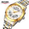 SKMEI 2445 Brand Men's Electronic Quartz Watch Luminous Alarm Clock Countdown Waterproof Stainless Steel Strap Men Digital Watch