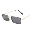Luxury Designer Sunglasses for Women Rectangle Cutting Shades Frameless Eyeglasses Fashion UV Protection