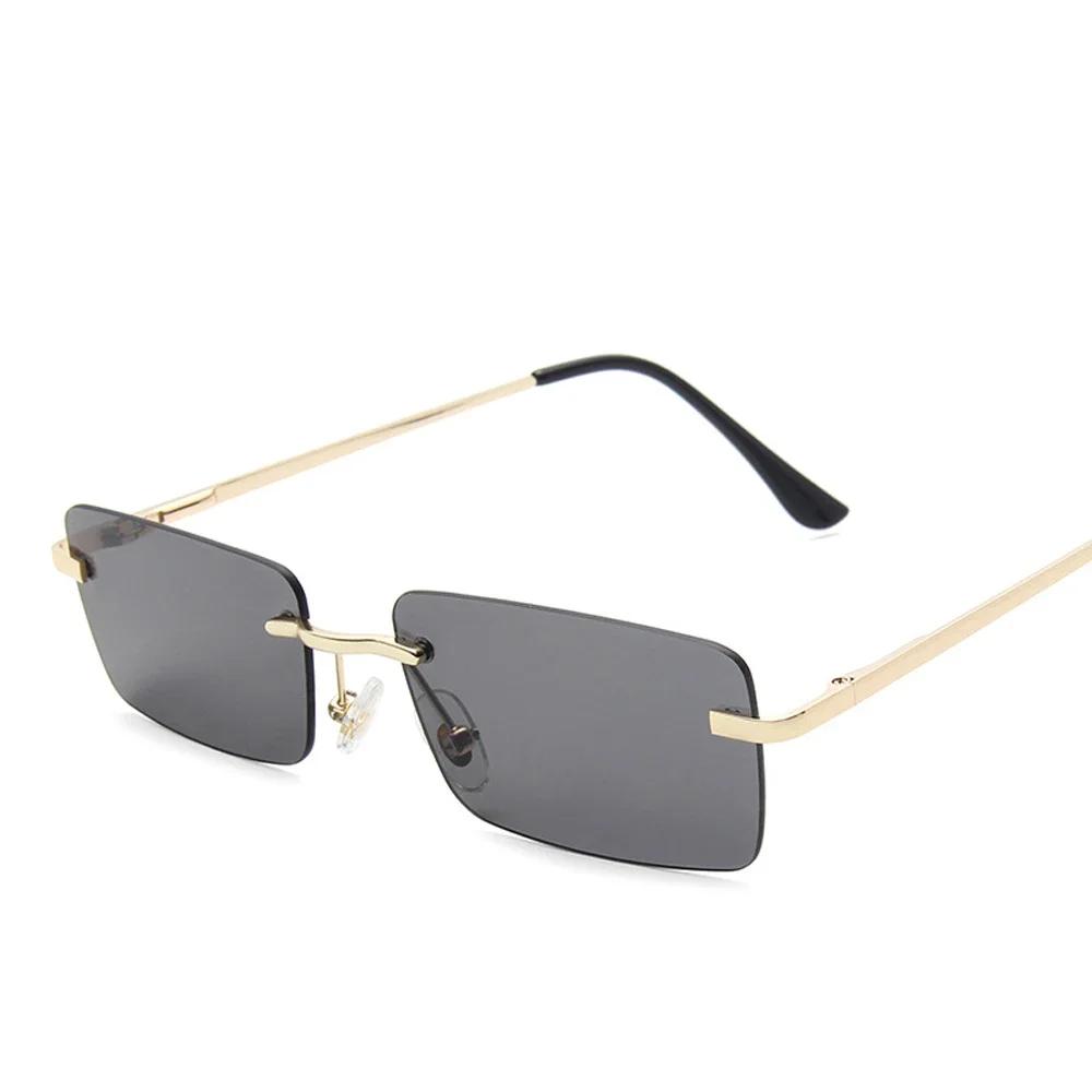 Luxury Designer Sunglasses for Women Rectangle Cutting Shades Frameless Eyeglasses Fashion UV Protection