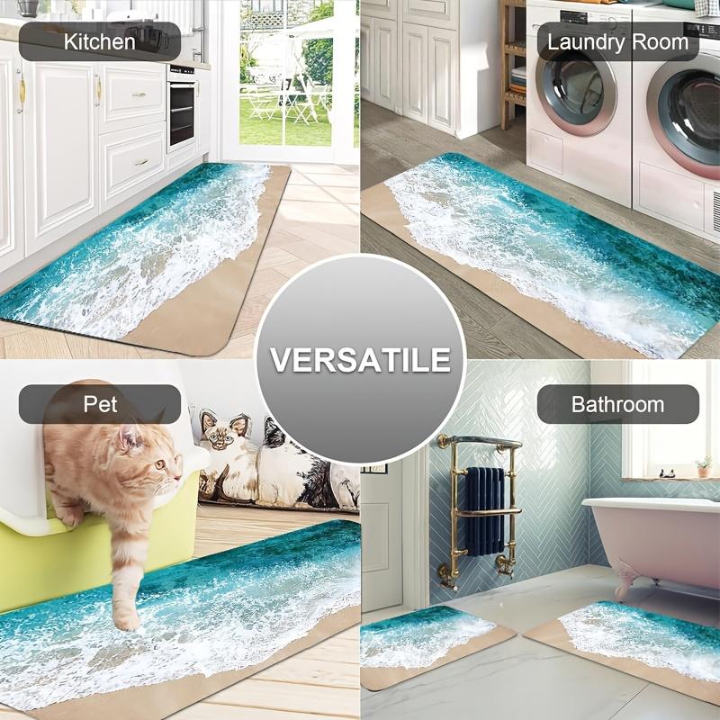 Blaues Strandwellen Küchenmatte Dekor Flur Balkon Waschküche Rutschfeste Bodenmatte Badezimmer Fußmatte Teppich für Wohnzimmerdekor
