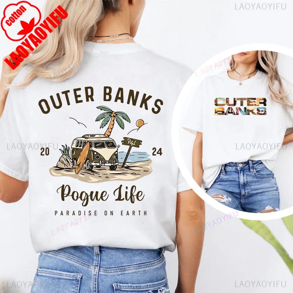 

Модна футболка з принтом OBX Outer Banks Футболка Pogue Life Джон Б Рай на Землі Північна Кароліна Pogue Графічна бавовняна футболка Топи M