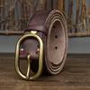 3.7CM Washed Retro Distressed Personalized Trimmed Top Layer Cowhide, Pure Copper Men's Leather Casual Jeans Belt