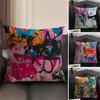 Colorful Graffiti Fashion Cushion Cover Natural Linen Organic Fabric DoubleSided Printing Sofa Home Decor Gift Pillow Case