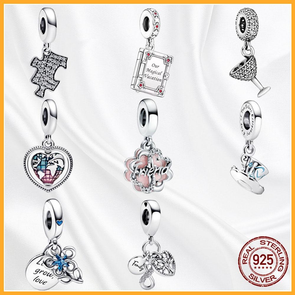 Authentic Sparkling Plata Copper Dangle Charms Fit Original Bracelet Beads Pendant Women Diy Jewelry Gift