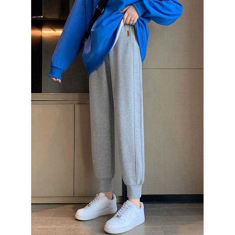 

Весенне-осенние тонкие свободные укороченные спортивные брюки с высокой посадкой серого цвета 6063 light gray [not Fleece-lined]] M