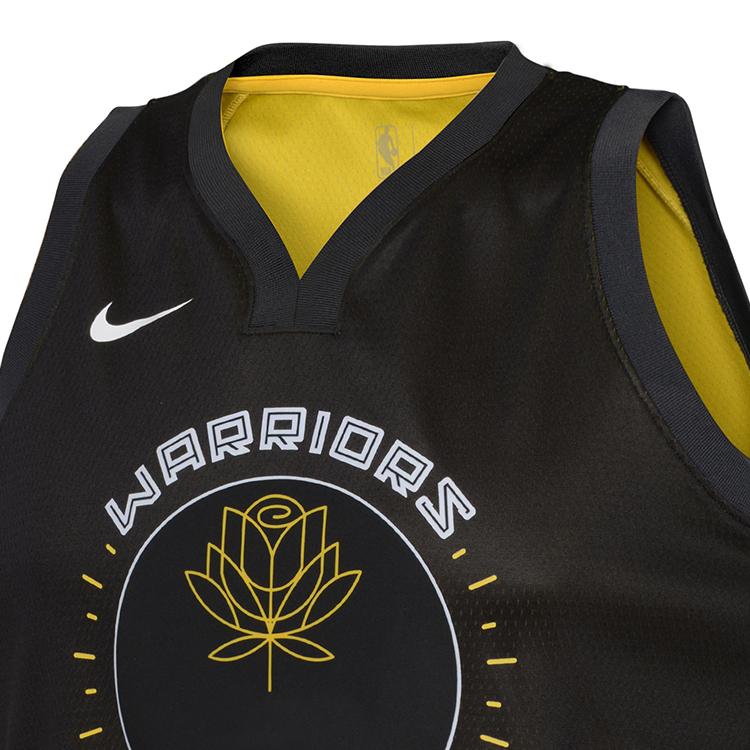 Nike X NBA Golden State Warriors Curry City Edition Golden Lotus Sports Breathable Jersey Kids Jersey Black 3Z2B7BU8W-WAR