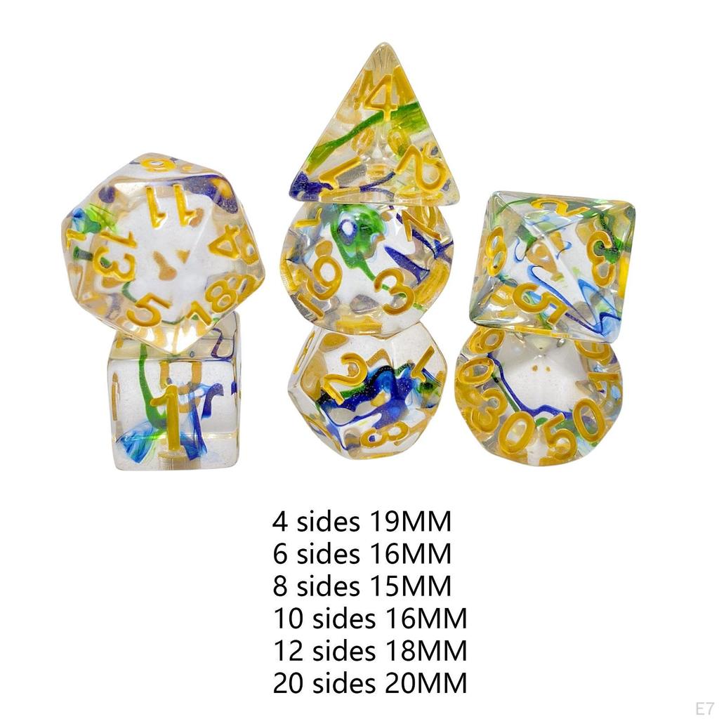 7 Pieces Multi Sided Game Dices, Dice Set, Dices Polyhedral for Bar