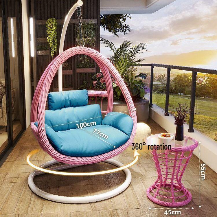 Outdoor Courtyard Rocking Chair Set with Hanging Chair and Recliner