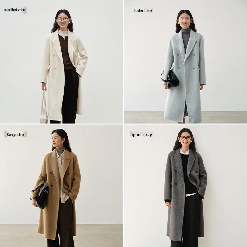 Women s Classic 100% Wool Double-Breasted Coat S