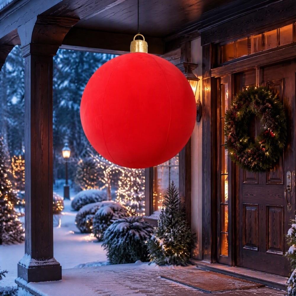 Fabric Covered Flocked Fabric Baubles Inflatable Christmas Decoration Ball Christmas Themed Party
