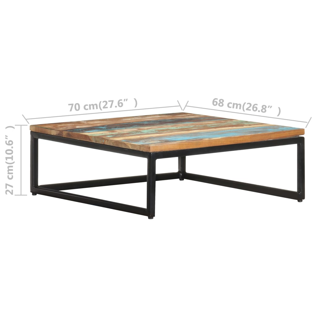 Set of 2 Side Tables Recycled Solid Wood