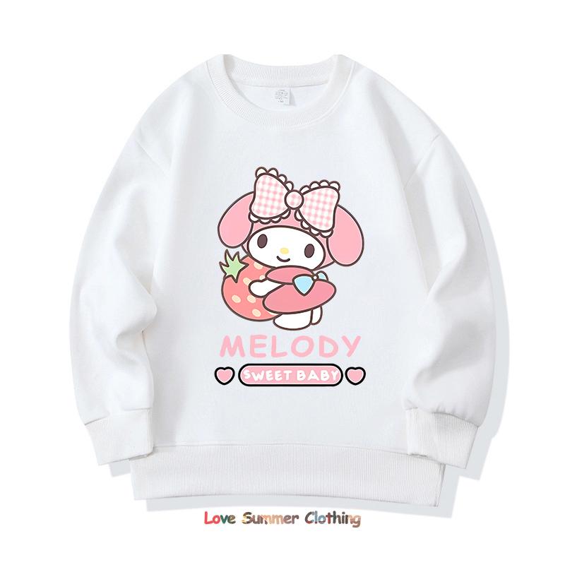 Girls Crewneck Sweatshirt My Melody Sario Cute Hoodie Clothes Kawaii Girls Kuromi Sweatshirt Spring Autumn Sweatshirt Child Tops