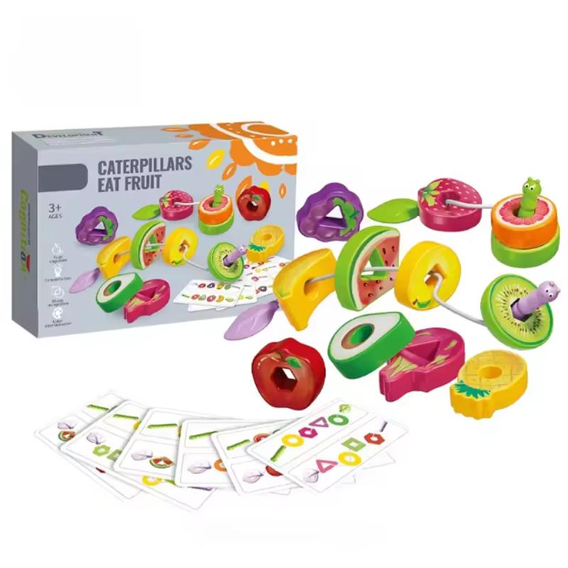 Montessori Children's Fine Motor Training Greedy Insects Fruit Threading Bead Beads Baby Puzzle Early Education Toys